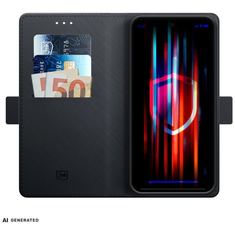 3MK Wallet Case Honor X5C Plus 4G -suojakotelo, musta