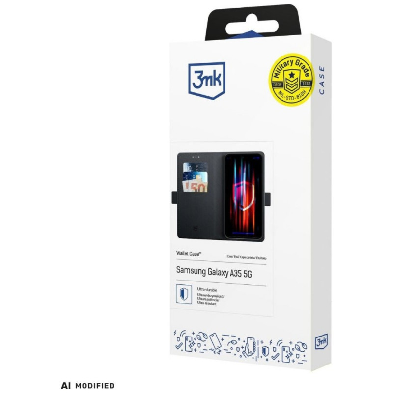 3MK Wallet Case punainen? ei - musta kotelo Redmi Note 15 4G / 5G -puhelimelle