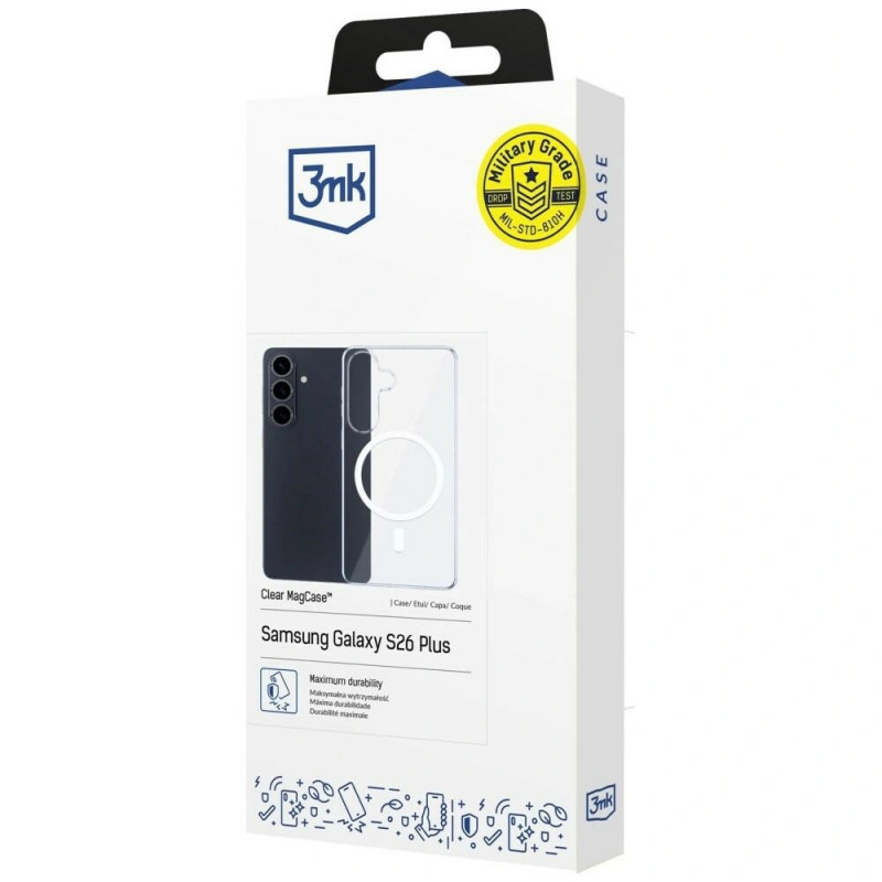 3mk Clear MagCase Samsung Galaxy S26 suojakotelo, läpinäkyvä
