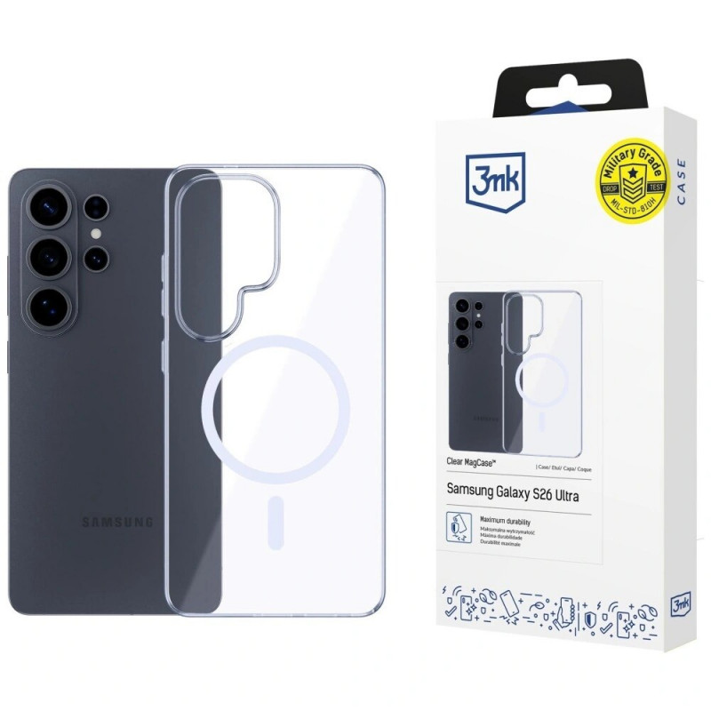 3mk Clear MagCase Samsung Galaxy S26 Ultra suojakotelo, läpinäkyvä