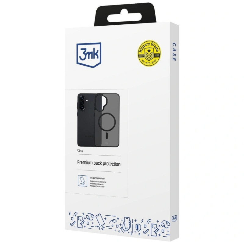 3MK Smoke MagCase Samsung Galaxy A37 -älypuhelimen kuori, savunmusta