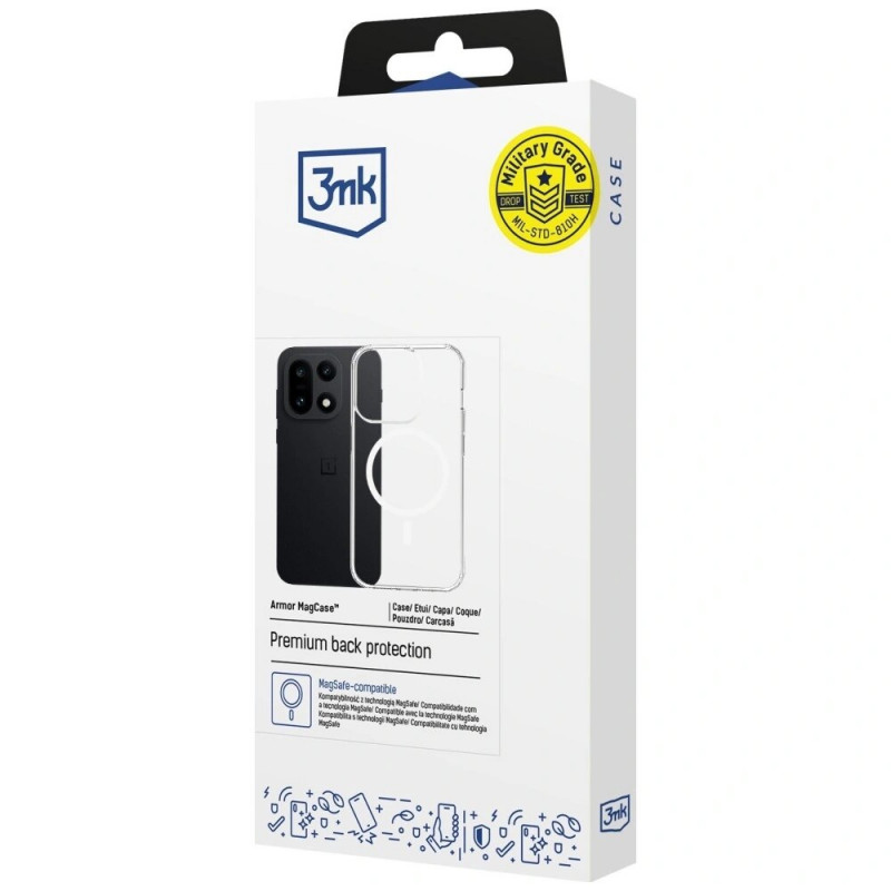 3MK Armor MagCase suojakuori OnePlus 15 5G -puhelimelle, läpinäkyvä