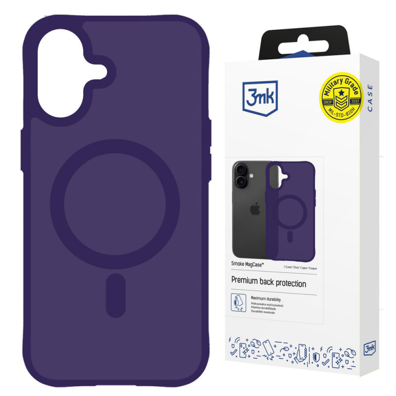 3MK Smoke MagCase Apple iPhone 17 -puhelimen suojakotelo, violetti