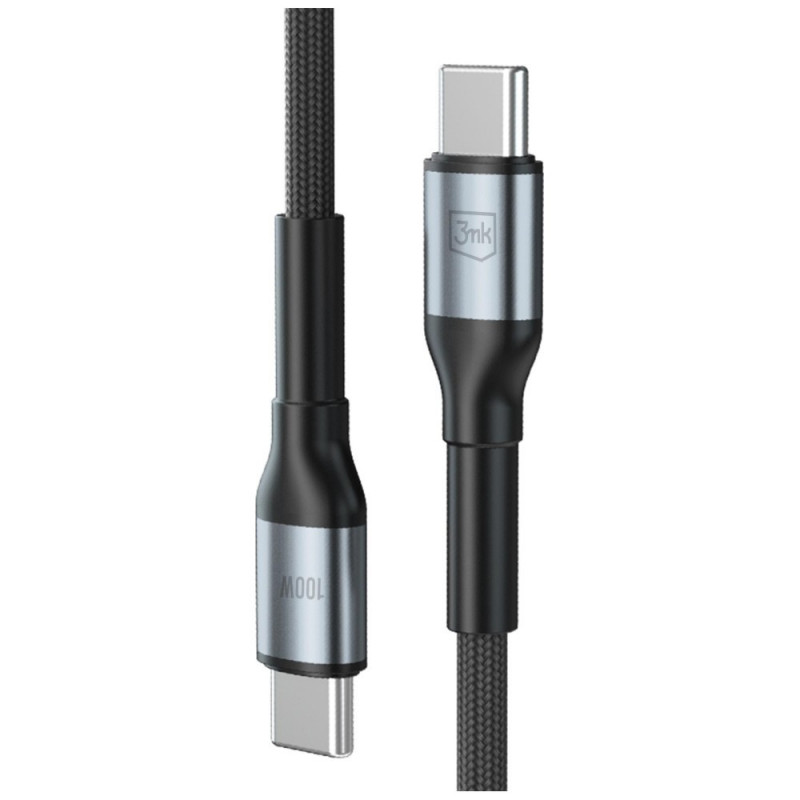 3MK Hyper Cable N-SERIES USB-C - USB-C -kaapeli, 1,5 m, 100 W, musta