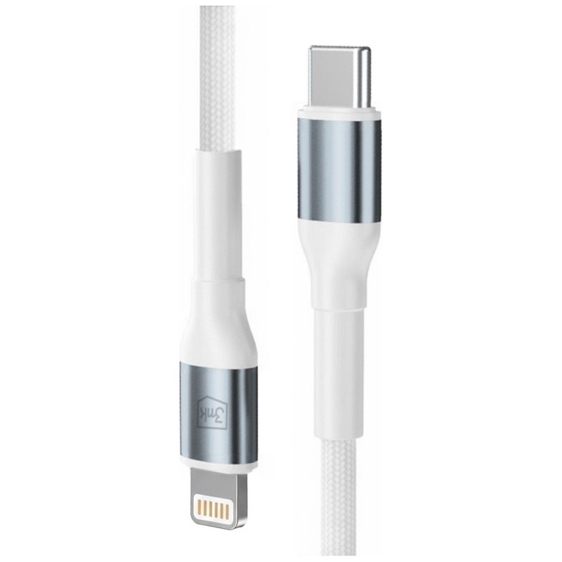 3MK Hyper Cable N-SERIES USB-C - Lightning -kaapeli, 1 m, 27 W, valkoinen