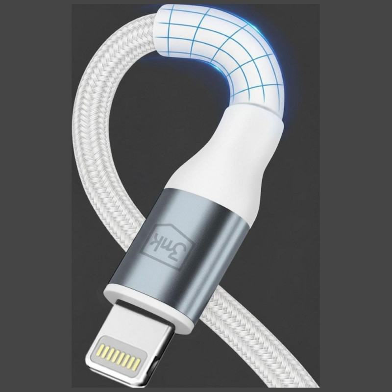 3MK Hyper Cable N-SERIES USB-C - Lightning -kaapeli, 1 m, 27 W, valkoinen