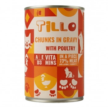 TILLO Chunks in gravy Poultry märkä kissanruoka, 415 g