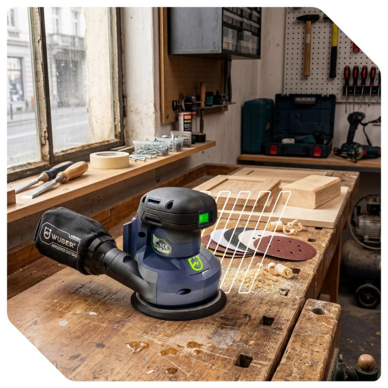 Wuber W04301 akkukäyttöinen epäkeskohiomakone, 125 mm