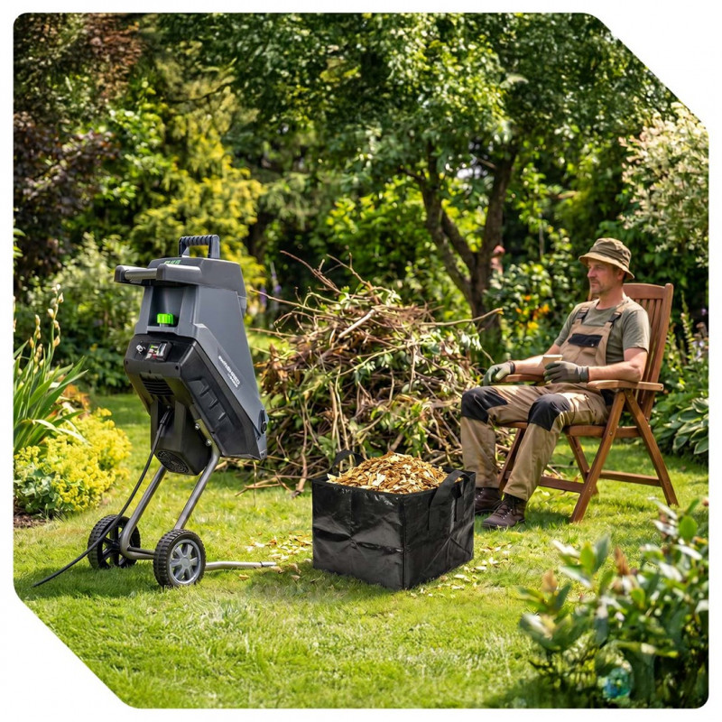 Wuber W94205 sähköinen teräsilppuri oksille, 2500 W, 45 L