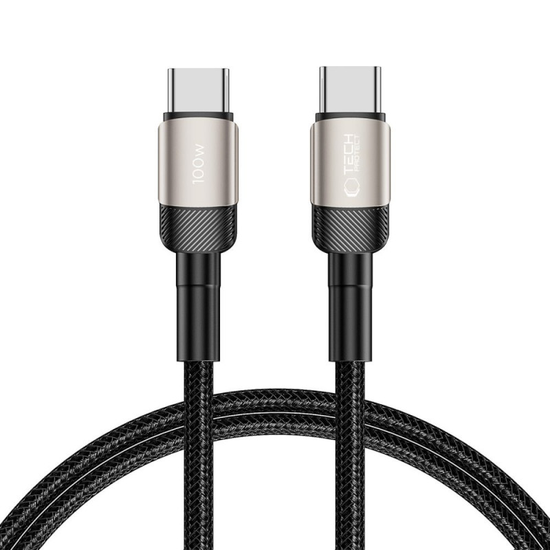 Tech-Protect UltraBoost Evo -kaapeli USB-C / USB-C 100W 5A 100cm Titanium