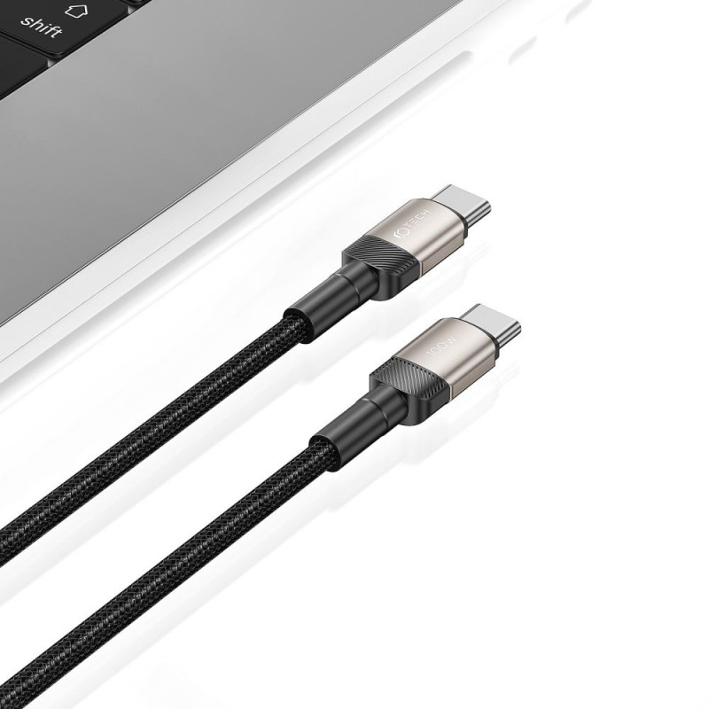 Tech-Protect UltraBoost Evo -kaapeli USB-C / USB-C 100W 5A 100cm Titanium
