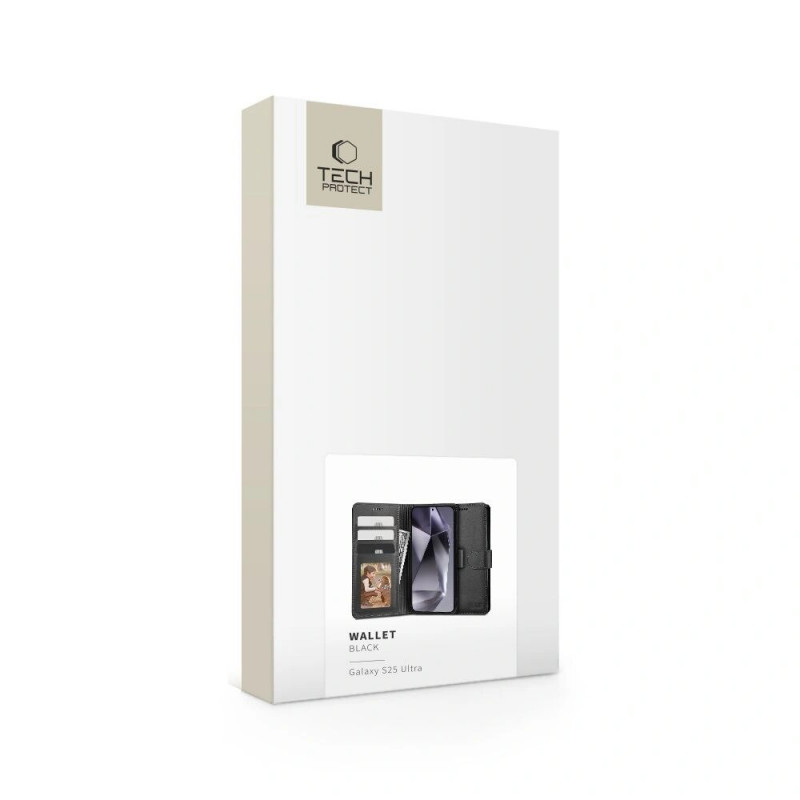 Tech-Protect Wallet Samsung Galaxy S25 Ultra -kotelo, musta