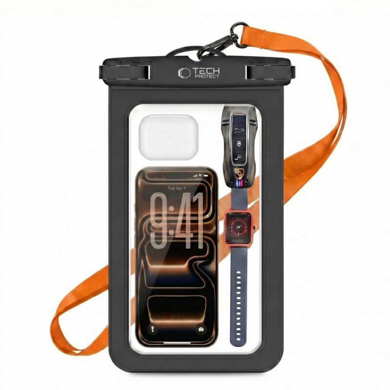 Tech-Protect UWC9 yleiskotelo vedenpitävä 8.9", musta/oranssi
