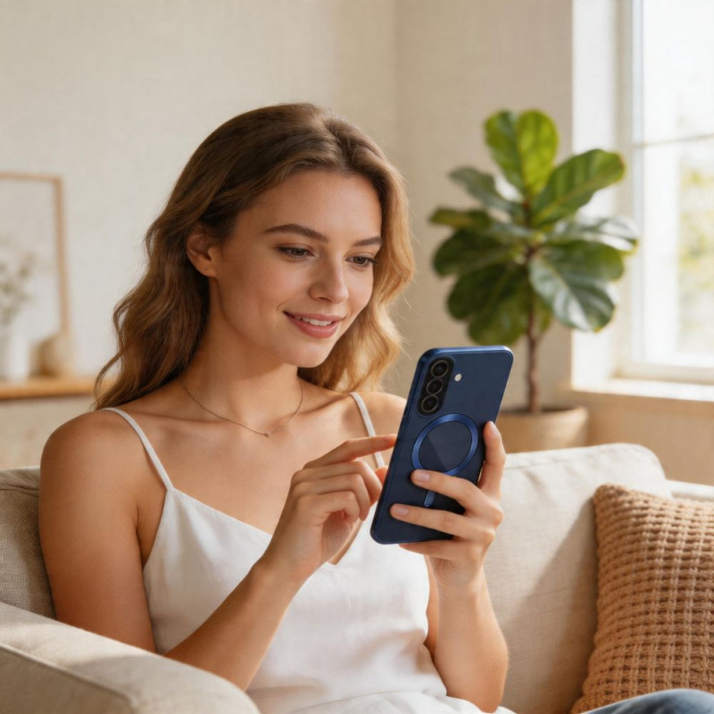 Tech-Protect MagFlex MagSafe -suojakuori Samsung Galaxy A57 5G -puhelimelle, laivastonsininen
