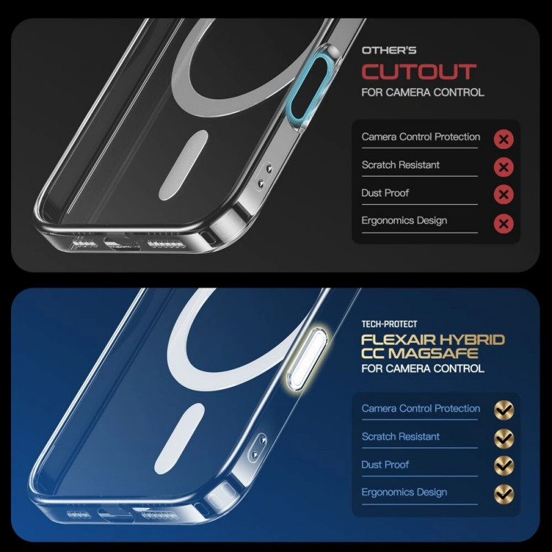 Tech-Protect Flexair Hybrid CC MagSafe -suojakotelo Apple iPhone 16 -puhelimelle, kirkas