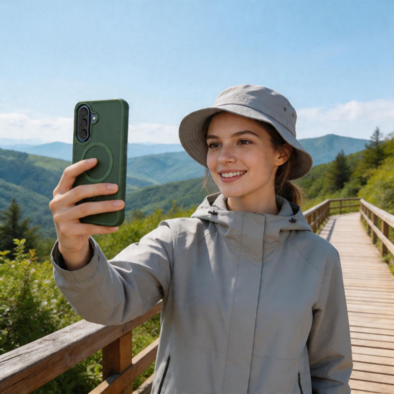 Tech-Protect Magmat MagSafe -suojakotelo Samsung Galaxy A36 / A56 / A37 5G -puhelimelle, matta vihreä
