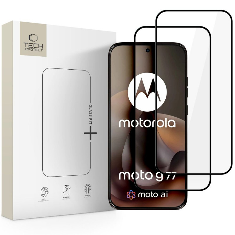 Tech-Protect Glass Fit+ Motorola Moto G67 / G77 karkaistu lasi, musta (2 kpl)