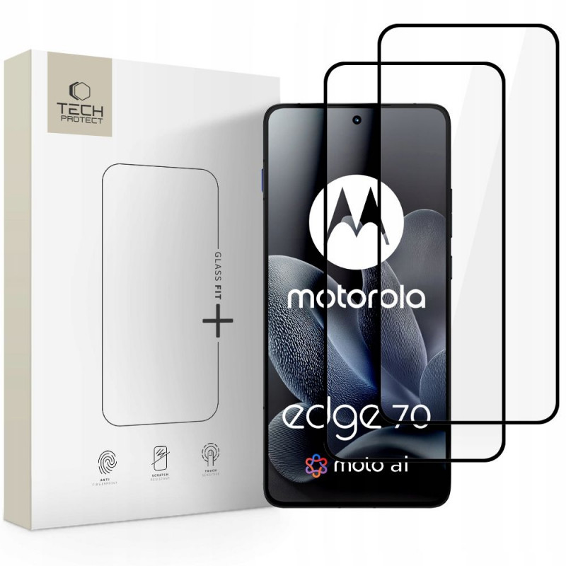 Tech-Protect Glass Fit+ karkaistu lasi Motorola Edge 70 5G:lle (2 kpl), musta