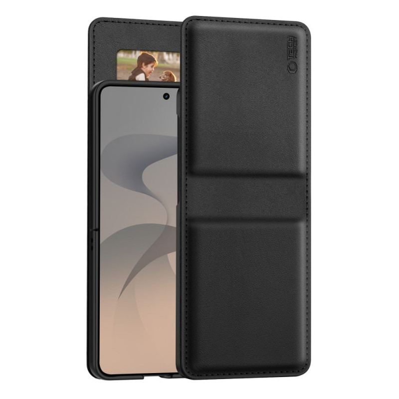 Tech-Protect lompakkokotelo Samsung Galaxy Z Flip 8 -puhelimelle, musta