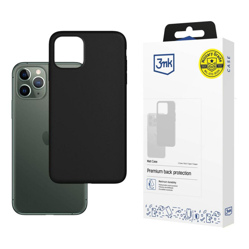 3MK Matt Case Apple iPhone 12/12 Pro -älypuhelinkotelo, musta