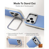 ESR Leather Kickstand MagSafe -suojakotelo Apple iPhone 17 Pro Max / 18 Pro Max -puhelimelle, vaaleansininen