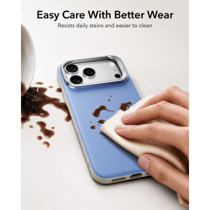 ESR Leather Kickstand MagSafe -suojakotelo Apple iPhone 17 Pro Max / 18 Pro Max -puhelimelle, vaaleansininen