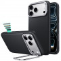 ESR Leather Kickstand MagSafe -nahkakotelo Apple iPhone 17 Pro Max / 18 Pro Max -puhelimelle, musta