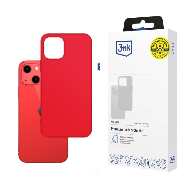 3MK Matt Case suojakotelo Apple iPhone 13 -puhelimelle (3MK3394STR), mansikanpunainen