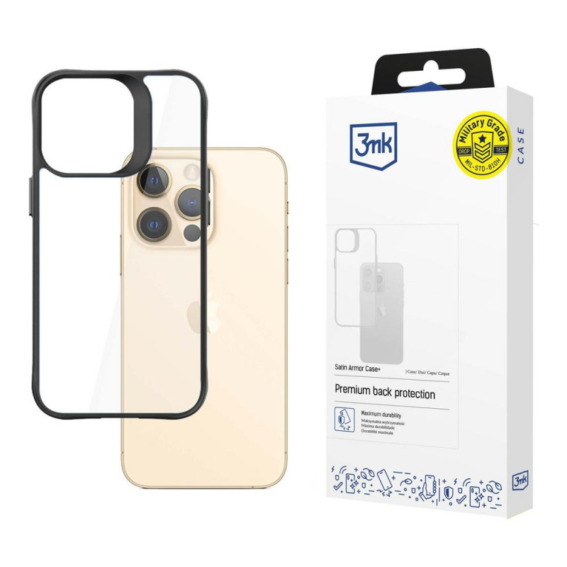3MK Satin Armor Case+ suojakotelo Apple iPhone 13 Pro Max -puhelimelle (3MK3503), musta