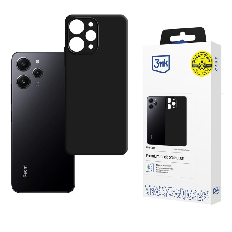 3MK Matt Case suojakuori Xiaomi Redmi 12 -puhelimeen, musta