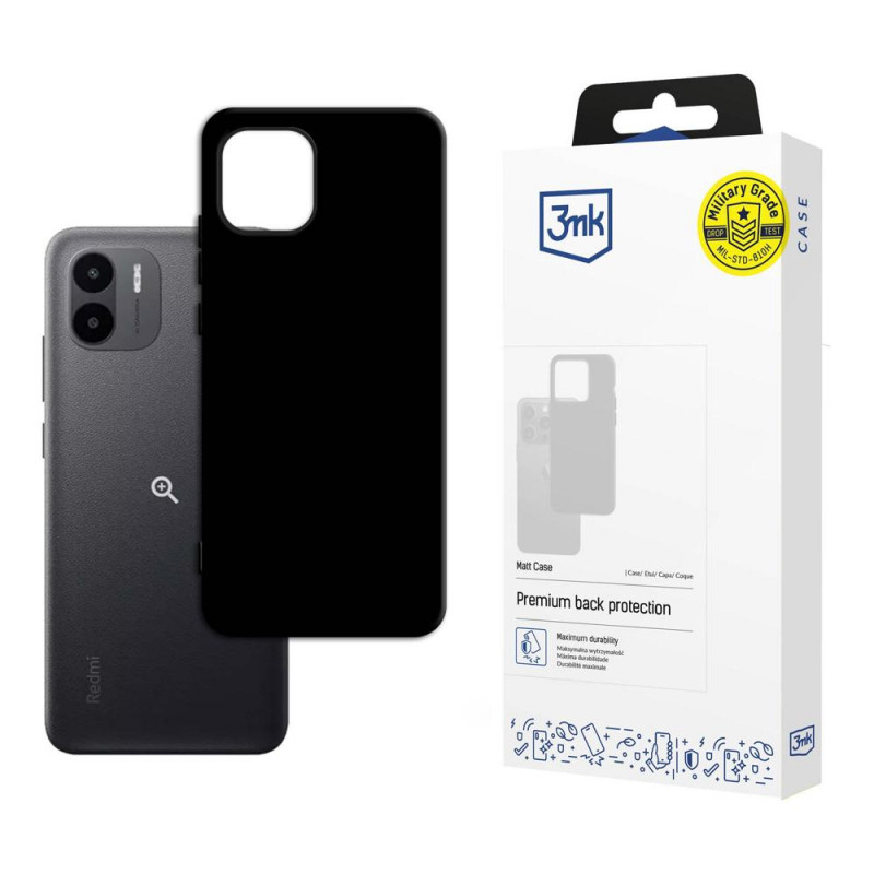 3MK Matt Case suojakuori Xiaomi Redmi A2 -puhelimeen, musta
