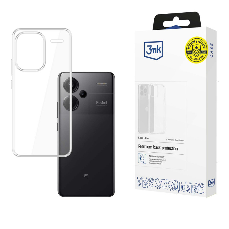 3MK Clear Case suojakuori Redmi Note 13 Pro+ 5G -puhelimelle, läpinäkyvä