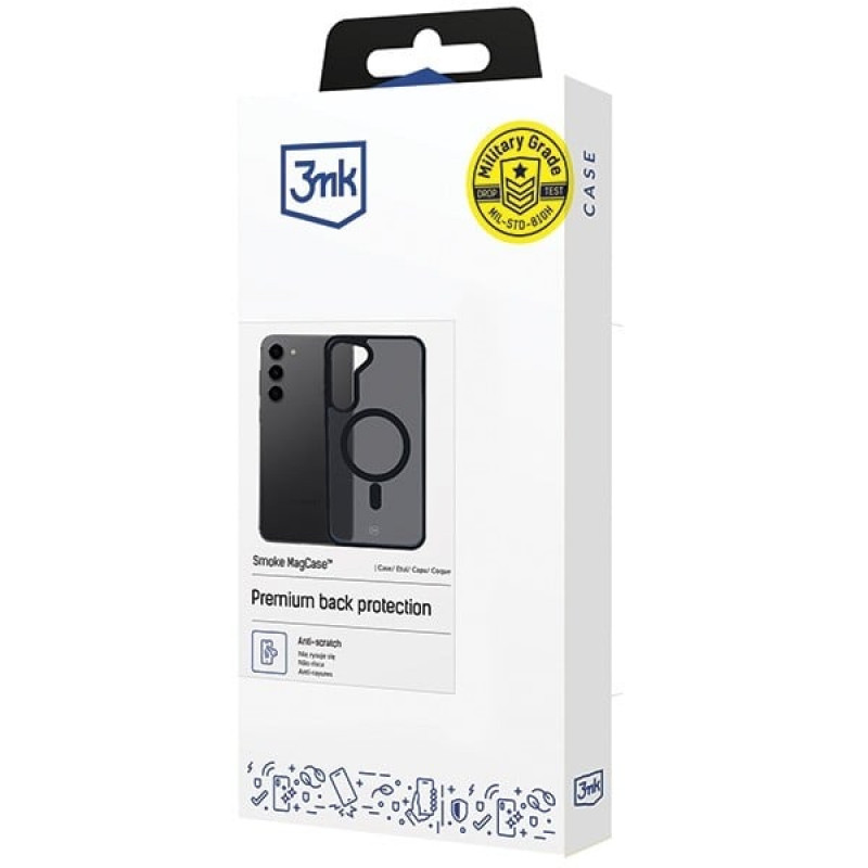 3MK Smoke MagCase MagSafe-yhteensopiva suojakotelo Samsung Galaxy S24:lle, läpikuultava