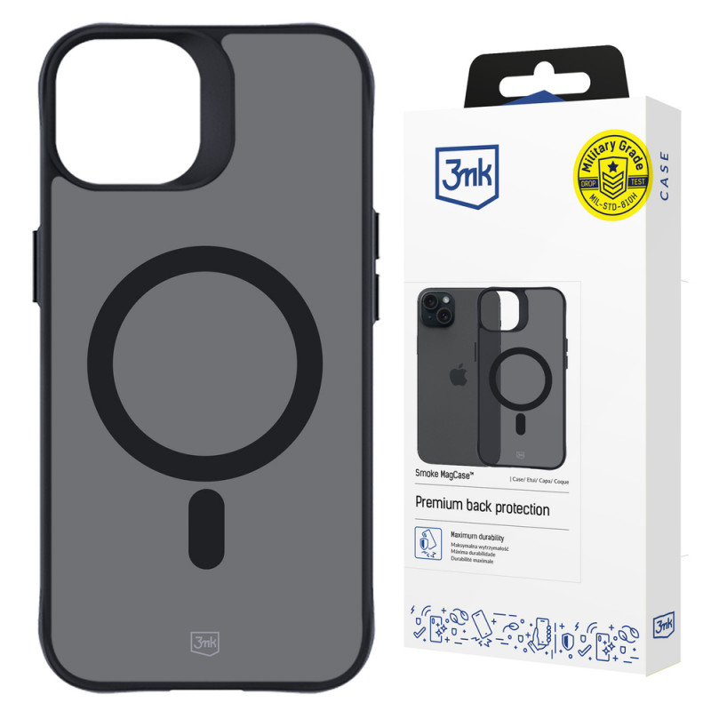 3MK Smoke MagCase MagSafella Apple iPhone 15 Plus -puhelimelle, puoliläpinäkyvä (156048-0)