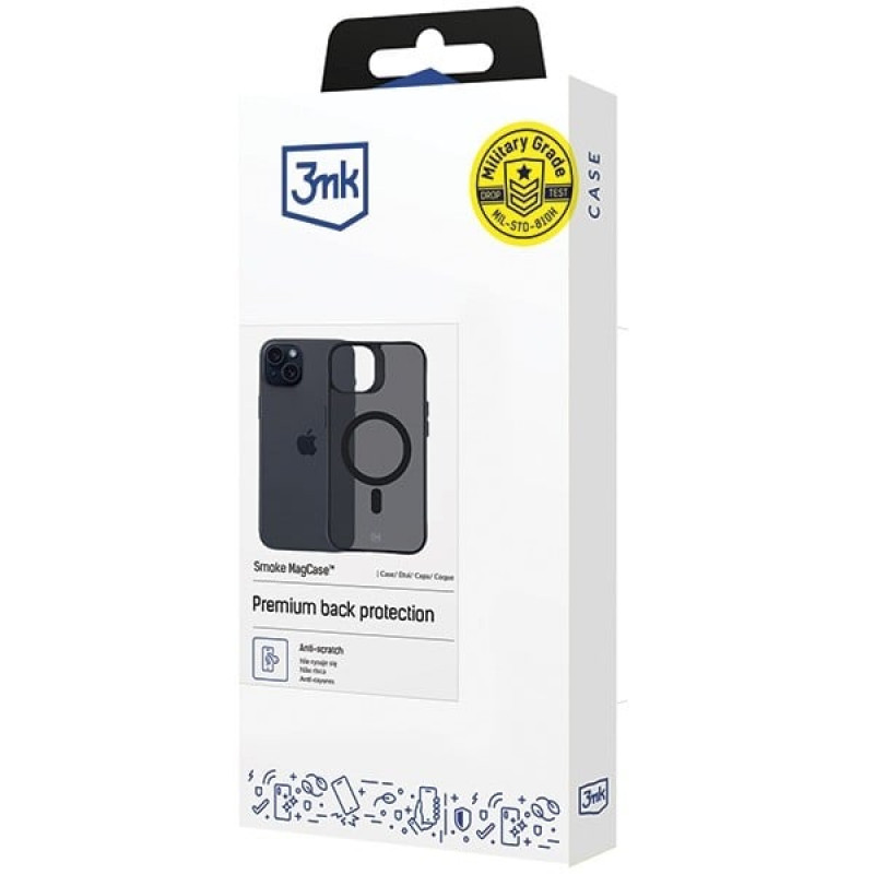 3MK Smoke MagCase MagSafella Apple iPhone 15 Plus -puhelimelle, puoliläpinäkyvä (156048-0)