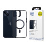 3MK Satin Armor MagCase MagSafe-yhteensopiva suojakotelo Apple iPhone 14 Plus -puhelimelle, läpinäkyvä mustalla kehyksellä (156076-0)
