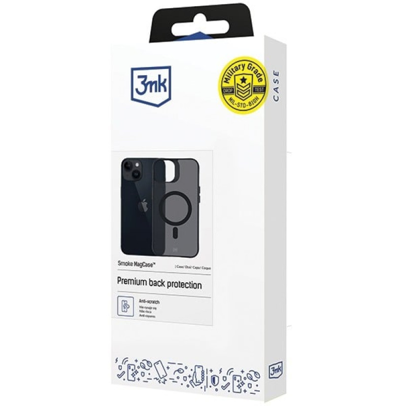 3MK Smoke MagCase MagSafe-yhteensopiva suojakotelo Apple iPhone 13 / 14 -puhelimelle, puoliläpinäkyvä