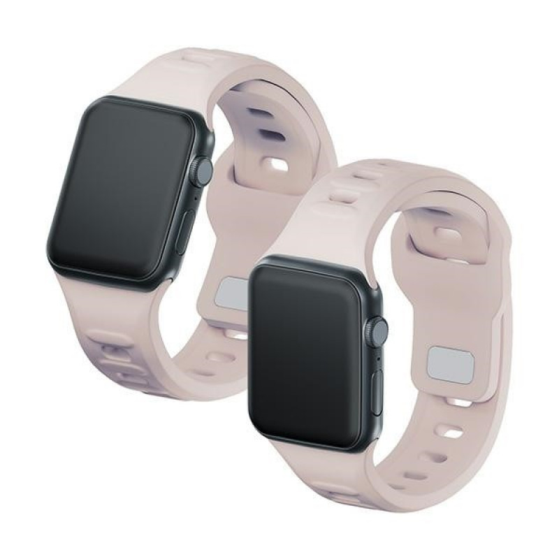 3mk silikoninen kellonranneke Apple Watch 42/44/45/49 mm, pinkki-beige / latte