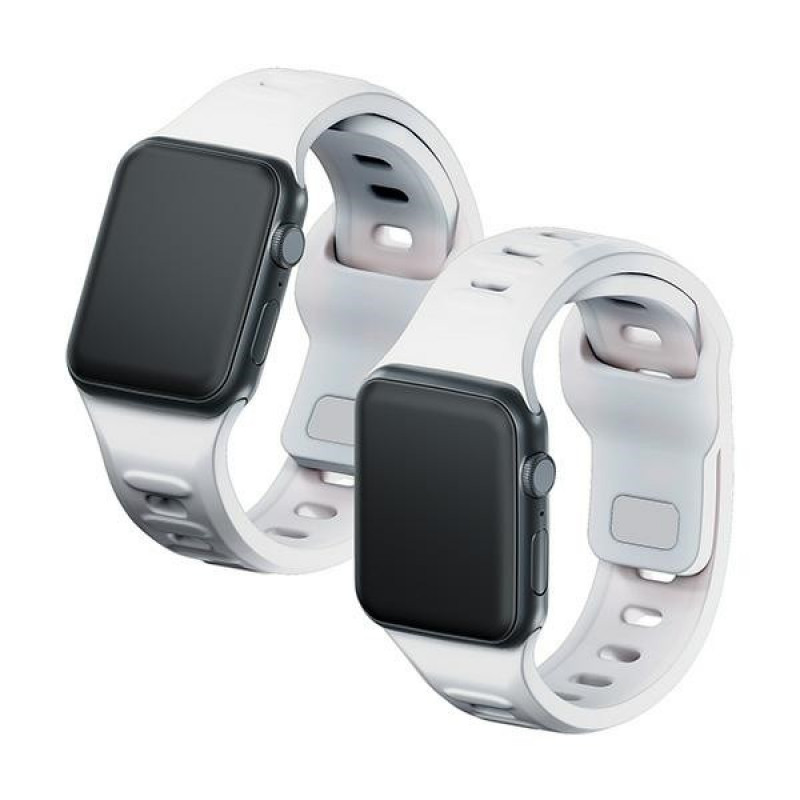 3MK silikoninen kellonranneke Apple Watch 4/5/6/7/8/9/SE/Ultra -kelloille, 42/44/45/49 mm, valkoinen