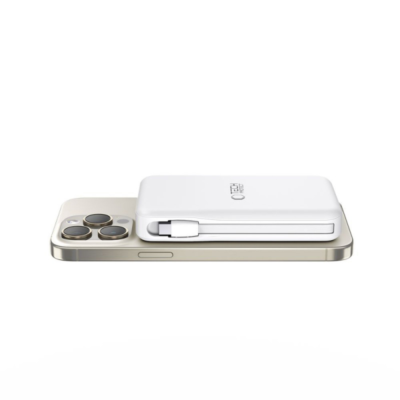 Tech-Protect PB31 LifeMag MagSafe -varavirtalähde 10000 mAh, 15 W, valkoinen