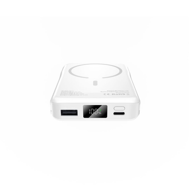 Tech-Protect PB31 LifeMag MagSafe -varavirtalähde 10000 mAh, 15 W, valkoinen