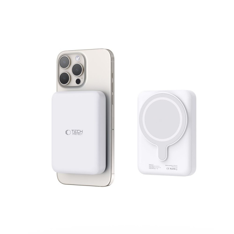 Tech-Protect PB11 LifeMag MagSafe -varavirtalähde 10000 mAh, 15 W, valkoinen