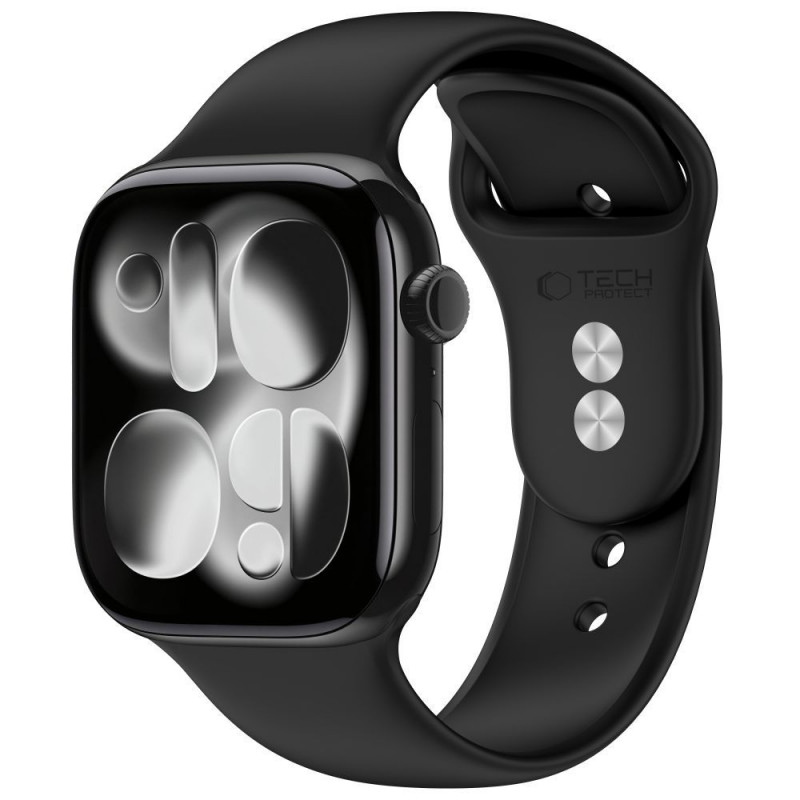 Tech-Protect silikoniranneke Apple Watch 4/5/6/7/8/9/SE/10 (38/40/41/42 mm), musta