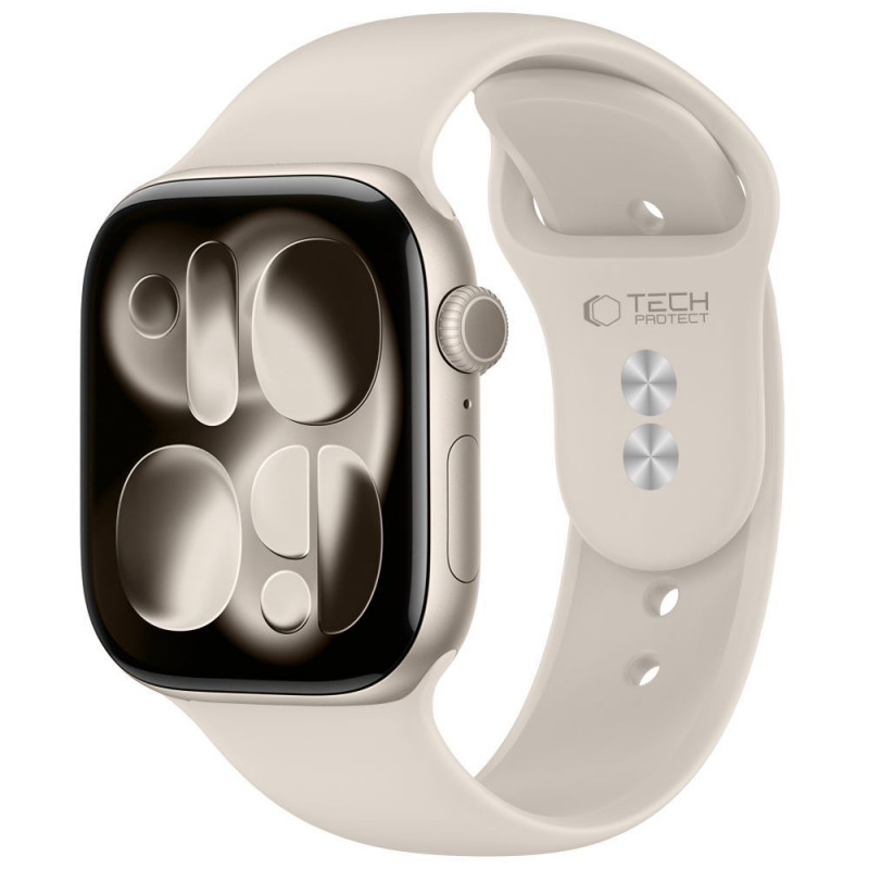 Tech-Protect silikoniranneke Apple Watch 4/5/6/7/8/9/SE/10 (38/40/41/42 mm), Starlight