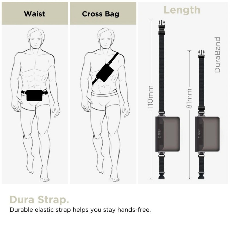 Tech-Protect UWP10 Universal Waterproof Pouch, musta/kirkas