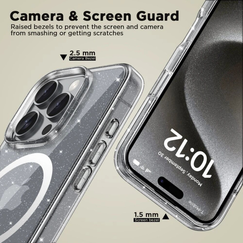 Tech-Protect Flexair Hybrid MagSafe -suojakotelo Apple iPhone 16 Pro -puhelimelle, Glitter