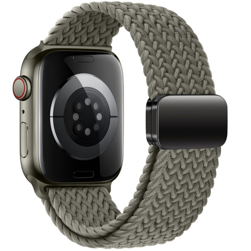 Tech-Protect Nylonmag -ranneke Apple Watch 4/5/6/7/8/9/SE/Ultra 1/2 -kelloille, 42/44/45/49 mm, oliivinharmaa