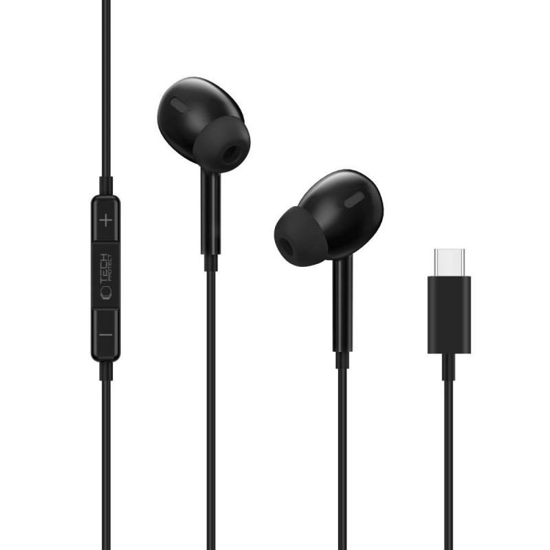 Tech-Protect Ultraboost Core G3 USB-C -langalliset nappikuulokkeet, musta