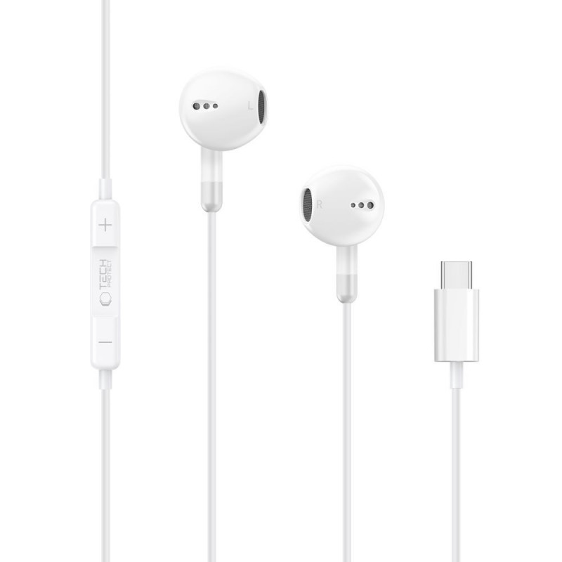 Tech-Protect Ultraboost Core G4 USB-C -langalliset nappikuulokkeet, valkoinen