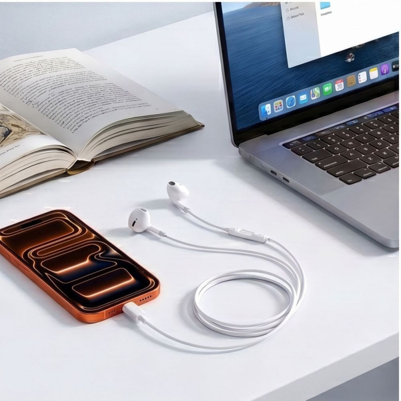 Tech-Protect Ultraboost Core G4 USB-C -langalliset nappikuulokkeet, valkoinen
